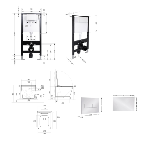 Готове рішення Qtap для ванної кімнати: підвісний унітаз Tern Ultra Quiet 525x345x360 + комплект інсталяції Standard (лінійна клавіша Chrome) №2