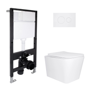 Готове рішення Qtap для ванної кімнати: підвісний унітаз Tern Ultra Quiet 525x345x360 + комплект інсталяції Standard (кругла клавіша White) №1