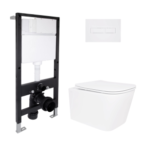 Готове рішення Qtap для ванної кімнати: підвісний унітаз Crow Rimless 485x340x330 + комплект інсталяції Standard (лінійна клавіша White) №1