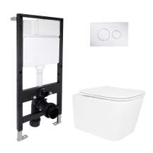 Готовое решение Qtap для ванной комнаты: подвесной унитаз Crow Ultra Quiet 485x340x290 + комплект установки Standard (круглая клавиша Chrome)
