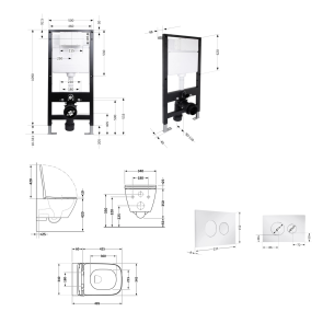 Готовое решение Qtap для ванной комнаты: подвесной унитаз Crow Ultra Quiet 485x340x290 + комплект установки Standard (круглая клавиша Chrome) №2