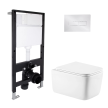 Готовое решение Qtap для ванной комнаты: подвесной унитаз Gemini Ultra Quiet 520x360x350 + комплект установки Standard (линейная клавиша Chrome)