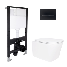 Готове рішення Qtap для ванної кімнати: підвісний унітаз Crow Ultra Quiet 485x340x290 + комплект інсталяції Standard (лінійна клавіша Black)