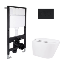 Готовое решение Qtap для ванной комнаты: подвесной унитаз Swan Rimless 520x360x320 + комплект установки Standard (круглая клавиша Black)