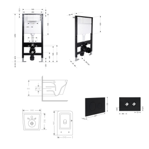 Готове рішення Qtap для ванної кімнати: підвісний унітаз Crow Rimless 485x340x330 + комплект інсталяції Standard (кругла клавіша Black) №2