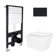 Готове рішення Qtap для ванної кімнати: підвісний унітаз Crow Ultra Quiet 485x340x290 + комплект інсталяції Standard (кругла клавіша Black)