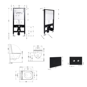 Готове рішення Qtap для ванної кімнати: підвісний унітаз Crow Ultra Quiet 485x340x290 + комплект інсталяції Standard (кругла клавіша Black) №2