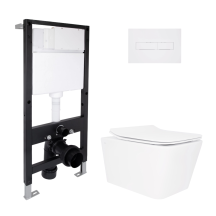 Готовое решение Qtap для ванной комнаты: подвесной унитаз Crow Rimless 520x360x290 + комплект установки Standard (линейная клавиша White)