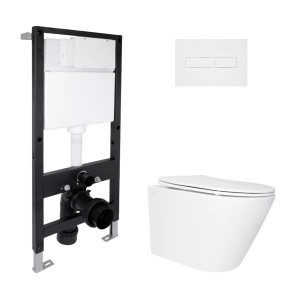 Готове рішення Qtap для ванної кімнати: підвісний унітаз Swan Ultra Quiet 520x360x320 + комплект інсталяції Standard (лінійна клавіша White) №1