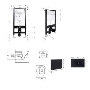 Готове рішення Qtap для ванної кімнати: підвісний унітаз Swan Ultra Quiet 520x360x320 + комплект інсталяції Standard (лінійна клавіша Black) №2