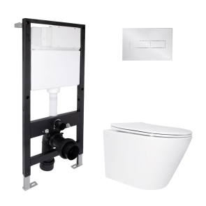 Готовое решение Qtap для ванной: подвесной унитаз Swan Ultra Quiet 520x360x320 + комплект установки Standard (линейная клавиша Chrome) №1