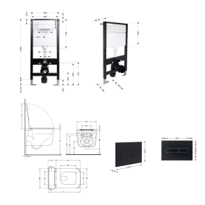 Готове рішення Qtap для ванної кімнати: підвісний унітаз Gemini Ultra Quiet 520x360x350 + комплект інсталяції Standard (лінійна клавіша Black) №2