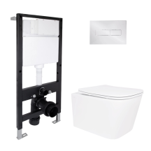 Готове рішення Qtap для ванної кімнати: підвісний унітаз Crow Ultra Quiet 485x340x290 + комплект інсталяції Standard (лінійна клавіша Chrome)