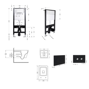 Готове рішення Qtap для ванної кімнати: підвісний унітаз Crow Ultra Quiet 520x360x290 + комплект інсталяції Standard (кругла клавіша Black) №2