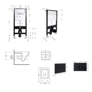 Готовое решение Qtap для ванной комнаты: подвесной унитаз Crow Ultra Quiet 520x360x290 + комплект установки Standard (линейная клавиша Black) №2