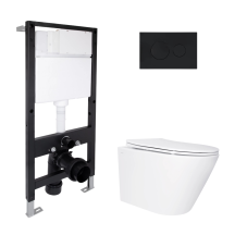 Готовое решение Qtap для ванной комнаты: подвесной унитаз Swan Ultra Quiet 485x360x320 + комплект установки Standard (круглая клавиша Black)
