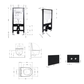 Готове рішення Qtap для ванної кімнати: підвісний унітаз Swan Ultra Quiet 485x360x320 + комплект інсталяції Standard (кругла клавіша Black) №2