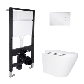 Готове рішення Qtap для ванної кімнати: підвісний унітаз Swan Ultra Quiet 520x360x320 + комплект інсталяції Standard (кругла клавіша Chrome) №1