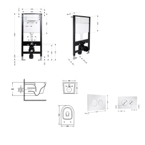 Готове рішення Qtap для ванної кімнати: підвісний унітаз Swan Ultra Quiet 520x360x320 + комплект інсталяції Standard (кругла клавіша Chrome) №2