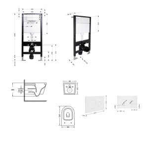 Готовое решение Qtap для ванной комнаты: подвесной унитаз Swan Ultra Quiet 520x360x320 + комплект установки Standard (круглая клавиша White) №2