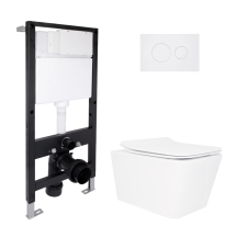 Готове рішення Qtap для ванної кімнати: підвісний унітаз Crow Rimless 520x360x290 + комплект інсталяції Standard (кругла клавіша White)
