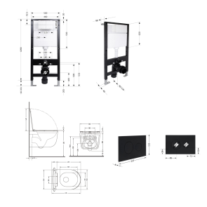 Готове рішення Qtap для ванної кімнати: підвісний унітаз Taurus Ultra Quiet 515x360x350 + комплект інсталяції Standard (кругла клавіша Black) №2