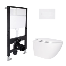 Готове рішення Qtap для ванної кімнати: підвісний унітаз Jay Rimless 520x360x320 + комплект інсталяції Standard (лінійна клавіша White)