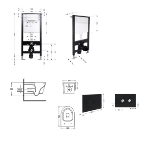 Готове рішення Qtap для ванної кімнати: підвісний унітаз Jay Ultra Quiet 520x360x320 + комплект інсталяції Standard (кругла клавіша Black) №2
