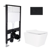 Готове рішення Qtap для ванної кімнати: підвісний унітаз Crow Rimless 520x360x290 + комплект інсталяції Standard (кругла клавіша Black)