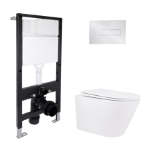 Готове рішення Qtap для ванної кімнати: підвісний унітаз Swan Rimless 520x360x320 + комплект інсталяції Standard (лінійна клавіша Chrome)