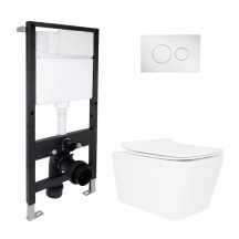 Готове рішення Qtap для ванної кімнати: підвісний унітаз Crow Rimless 520x360x290 + комплект інсталяції Standard (кругла клавіша Chrome)