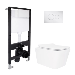 Готове рішення Qtap для ванної кімнати: підвісний унітаз Crow Rimless 520x360x290 + комплект інсталяції Standard (кругла клавіша Chrome) №1