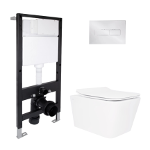 Готовое решение Qtap для ванной комнаты: подвесной унитаз Crow Rimless 520x360x290 + комплект установки Standard (линейная клавиша Chrome)