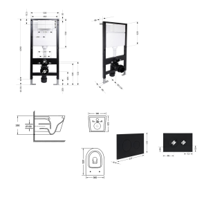Готове рішення Qtap для ванної кімнати: підвісний унітаз Swan Ultra Quiet 520x360x320 + комплект інсталяції Standard (кругла клавіша Black) №2