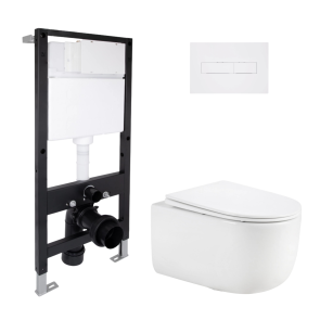 Готовое решение Qtap для ванной: подвесной унитаз Taurus Ultra Quiet 515x360x350 + комплект установки Standard (линейная клавиша White) №1