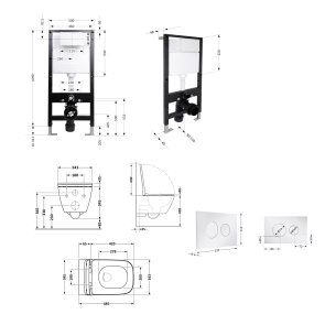Готове рішення Qtap для ванної кімнати: підвісний унітаз Gemini Ultra Quiet 485x340x350 + комплект інсталяції Standard (кругла клавіша Chrome) №2