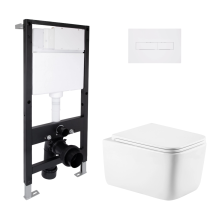 Готовое решение Qtap для ванной комнаты: подвесной унитаз Gemini Ultra Quiet 520x360x350 + комплект установки Standard (линейная клавиша White)