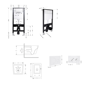 Готовое решение Qtap для ванной комнаты: подвесной унитаз Crow Rimless 485x340x330 + комплект установки Standard (круглая клавиша White) №2