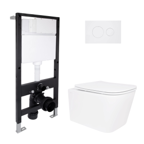 Готове рішення Qtap для ванної кімнати: підвісний унітаз Crow Ultra Quiet 485x340x290 + комплект інсталяції Standard (кругла клавіша White) №1