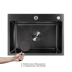 Мийка для кухні інтегрована Lidz Handmade H5843B Brushed Black PVD 3,0/1,0 мм LDH5843BRUBLM49443 №3