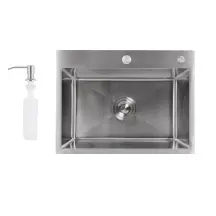 Мийка для кухні інтегрована Lidz Handmade H5843 Brushed Steel 3,0/1,0 мм LDH5843BRU49442
