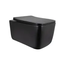 Унітаз підвісний Qtap Gemini Ultra Quiet 485×340×350 мм, Matt Black, з сидінням Slim Duroplast / Soft-close / Quick Release QTGEM28BLM50505