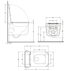 Унітаз підвісний Qtap Gemini Ultra Quiet 485×340×350 мм, Matt Black, з сидінням Slim Duroplast / Soft-close / Quick Release QTGEM28BLM50505 №2