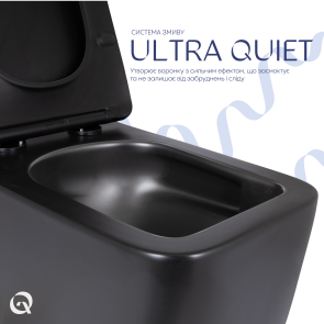 Унітаз підвісний Qtap Gemini Ultra Quiet 485×340×350 мм, Matt Black, з сидінням Slim Duroplast / Soft-close / Quick Release QTGEM28BLM50505 №5