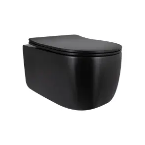 Унітаз підвісний Qtap Taurus Ultra Quiet 515×360×350 мм, Matt Black, з сидінням Slim Duroplast / Soft-close / Quick Release QTTAU28BLM50504 №1