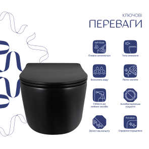 Унітаз підвісний Qtap Taurus Ultra Quiet 515×360×350 мм, Matt Black, з сидінням Slim Duroplast / Soft-close / Quick Release QTTAU28BLM50504 №3