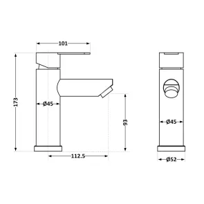Смеситель для раковины Brinex Pure 001F низкий Gunmetal Black BRIPUR001FGRP №2