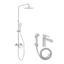 Душова система Qtap Grand QTGRACRM1004 Chrome та змішувач Qtap Grand QTGRA272CRM45670 Chrome