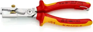 Кліщі для видалення ізоляції, з функцією різання кабелю VDE StriX KNIPEX 13 66 180 T BK, зі страхувальним кріпленням, хромовані №1
