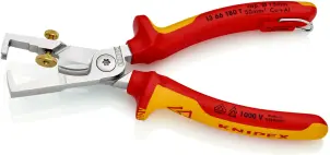 Кліщі для видалення ізоляції, з функцією різання кабелю VDE StriX KNIPEX 13 66 180 T BK, зі страхувальним кріпленням, хромовані №2